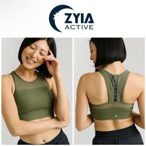 ZYIA Active High Neck Zip Back All Star Sports Bra - Picture 2 of 11